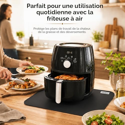 FIREWESS Tapis Protection Air Fryer, 2 Pièces tapis anti feu pour comptoir de cuisine, protection sous cafetière comptoir (38 x 46 cm) – vue 7