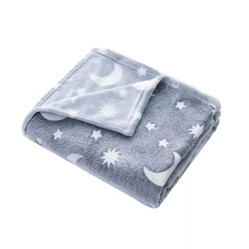 Ji and Ja® Blankets for Kids ? Glow in The Dark Blanket Printed Blankets for Kids, Light Weight Soft Cozy All Season Blankets for Baby Boys & Girls Pack of 1 Grey Moon Star-Big Size