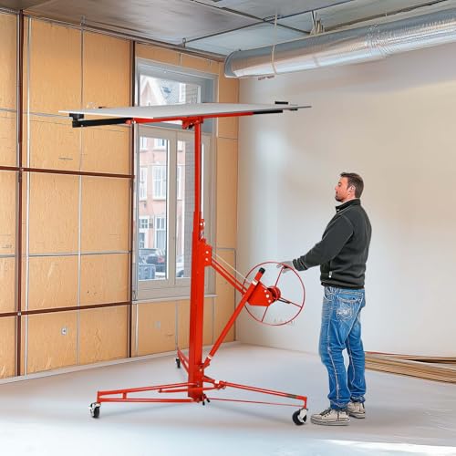 Hootata 11FT Drywall Lift Panel Hoist, 150LBS Heavy Duty Lifter for Sheetrock with Adjustable Telescopic Arm & 3 Locking Wheels for Easy Panel Installation, Rolling Drywall Lift for Construction - Thumbnail 7