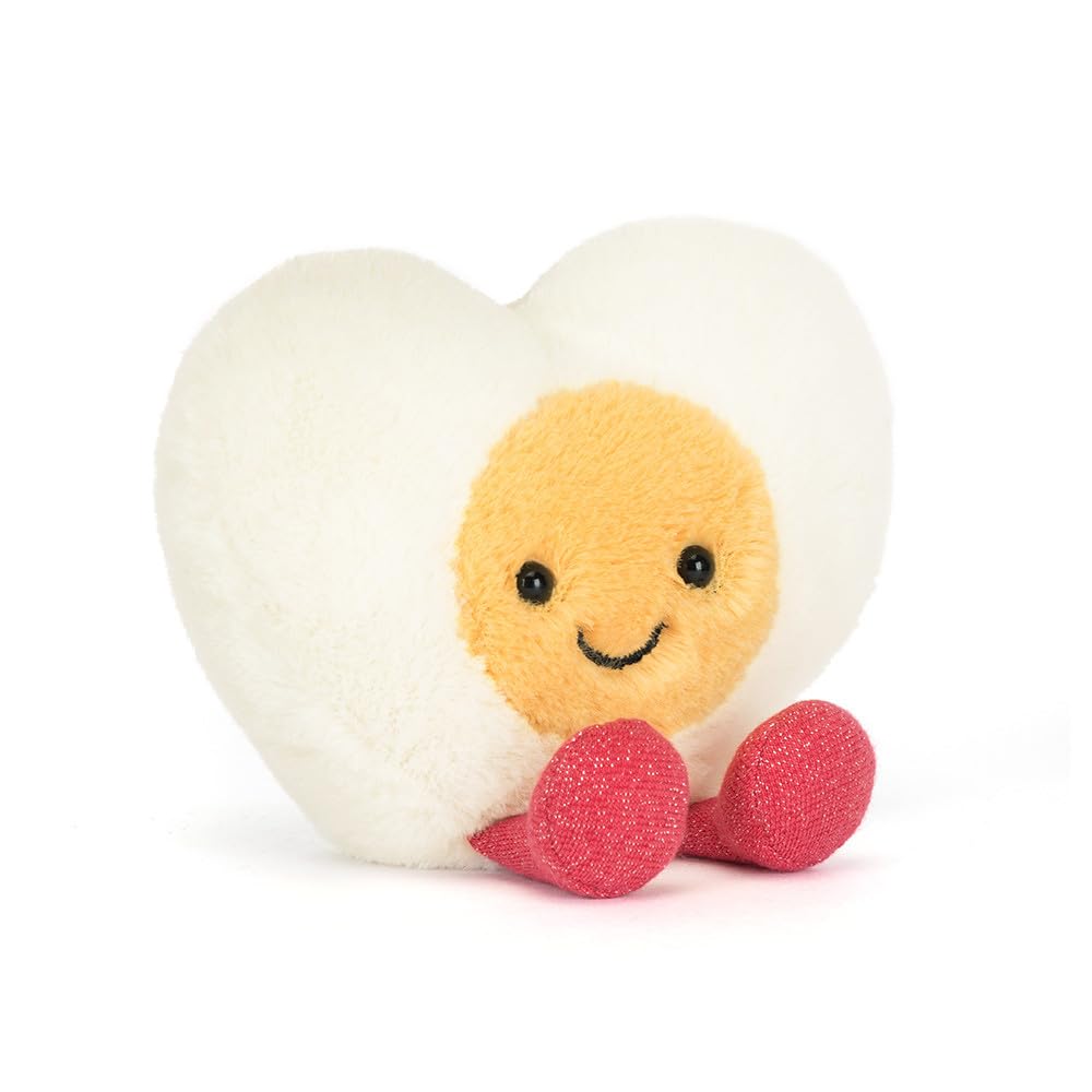 Jellycat Amuseables Cœur en peluche œuf à la coque, 7,6 cm de hauteur assise