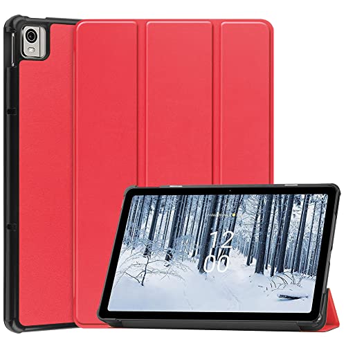 Kepuch Couro-PU Capas Bolsas Estojos para Nokia T21 10.4' - Vermelho