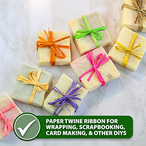 Mandala Crafts White Raffia Ribbon For Gift Wrapping Ribbon - 100 Yds Raffia Natural Ribbon Bulk Packing Ribbon Raffia String - Twisted Paper Ribbon For Crafts Weaving #TOP5