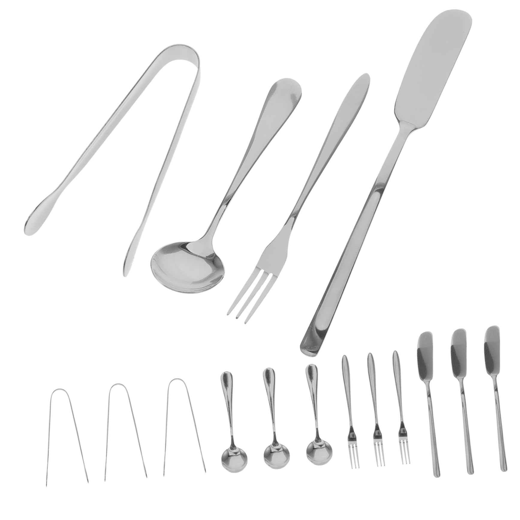 Alipis Stainless Steel Cheese Knife Set 16pcs Cheese Butter Spreader Charcuterie Spoons Forks Tongs Kitchen Essentials