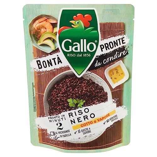 6x Riso Gallo Bontà Pronte Riso Nero,Vorgekochte Zubereitung auf Basis von Schwarzem Braunem Reis,250g + Italian Gourmet Polpa di Pomodoro 400g Dose