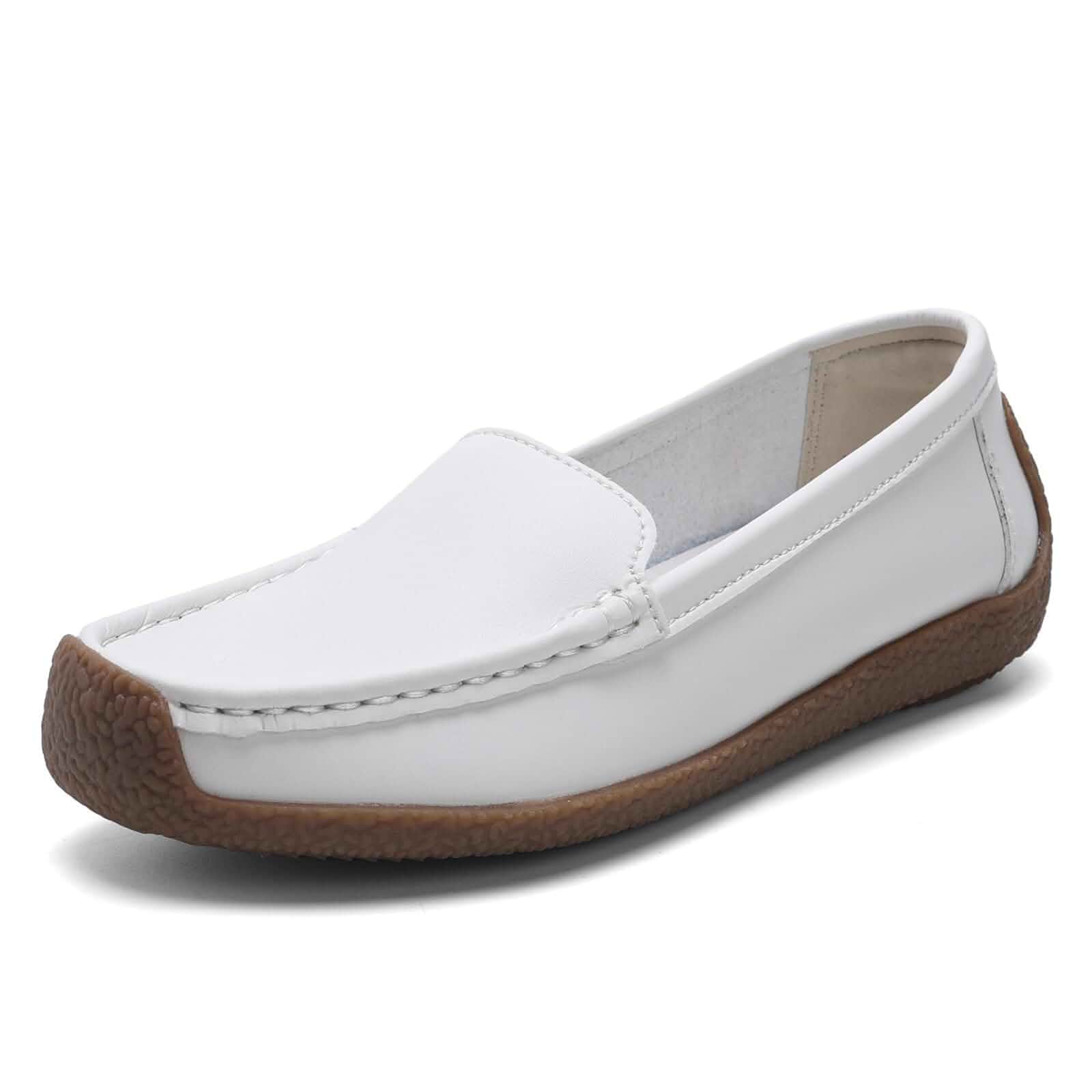 Women's Comfortable & Lightweight Leather Loafers Slip-Ons Driving Walking Mocs Boat Shoes Cute Business Casual Dress Shoes Work Flats for Women
