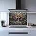 Tree of Life Glass Backsplash, Tempered Glass Backsplash for Kitchen, Copper Look Backsplash for Kitchen Wall, Rustic Kitchen Backsplash, Easy to Install Stove Backsplash