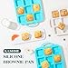KASHME 2Pcs Silicone Brownie Pans With Dividers, 12-Cavity Non Stick All Edges Mini Brownie Baking Pan With Metal Frame, Square Muffin Pan For Oven, (Aqua、Cream)