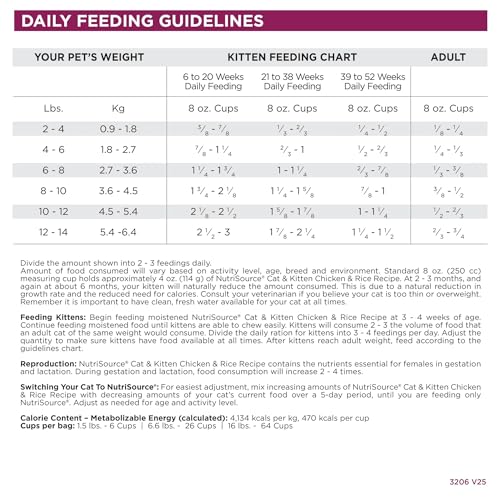 Nutrisource, Cat & Kitten Chicken & Rice Recipe with Wholesome Grains Dry Cat Food, 4 Pounds