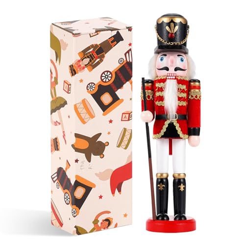 COMBIUBIU 30cm Nussknacker Figur-Rot Gunfighter,Nussknacker Soldat Aus...