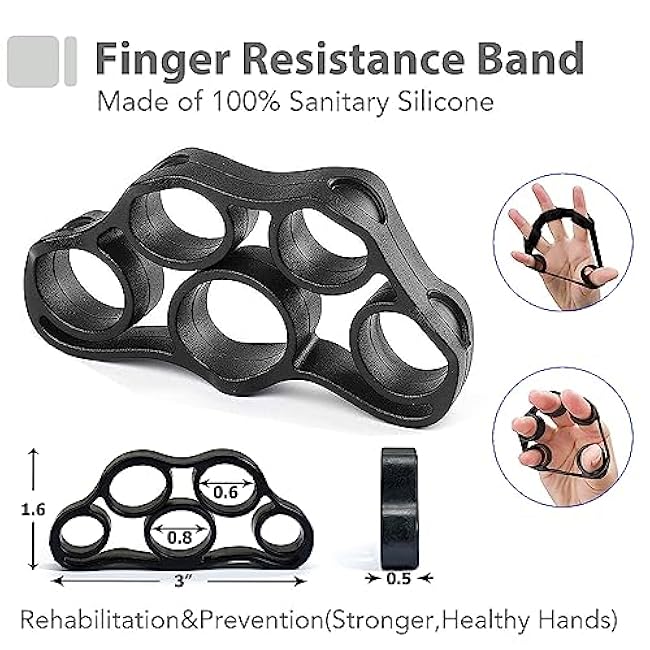 Grip Strength Trainer Kit with Finger Exerciser, Hand Grip Strengthener, Hand Extension Exerciser, Stress Relief Ball, Grip Ring, Gyro Ball for Muscle Building and Injury Recover