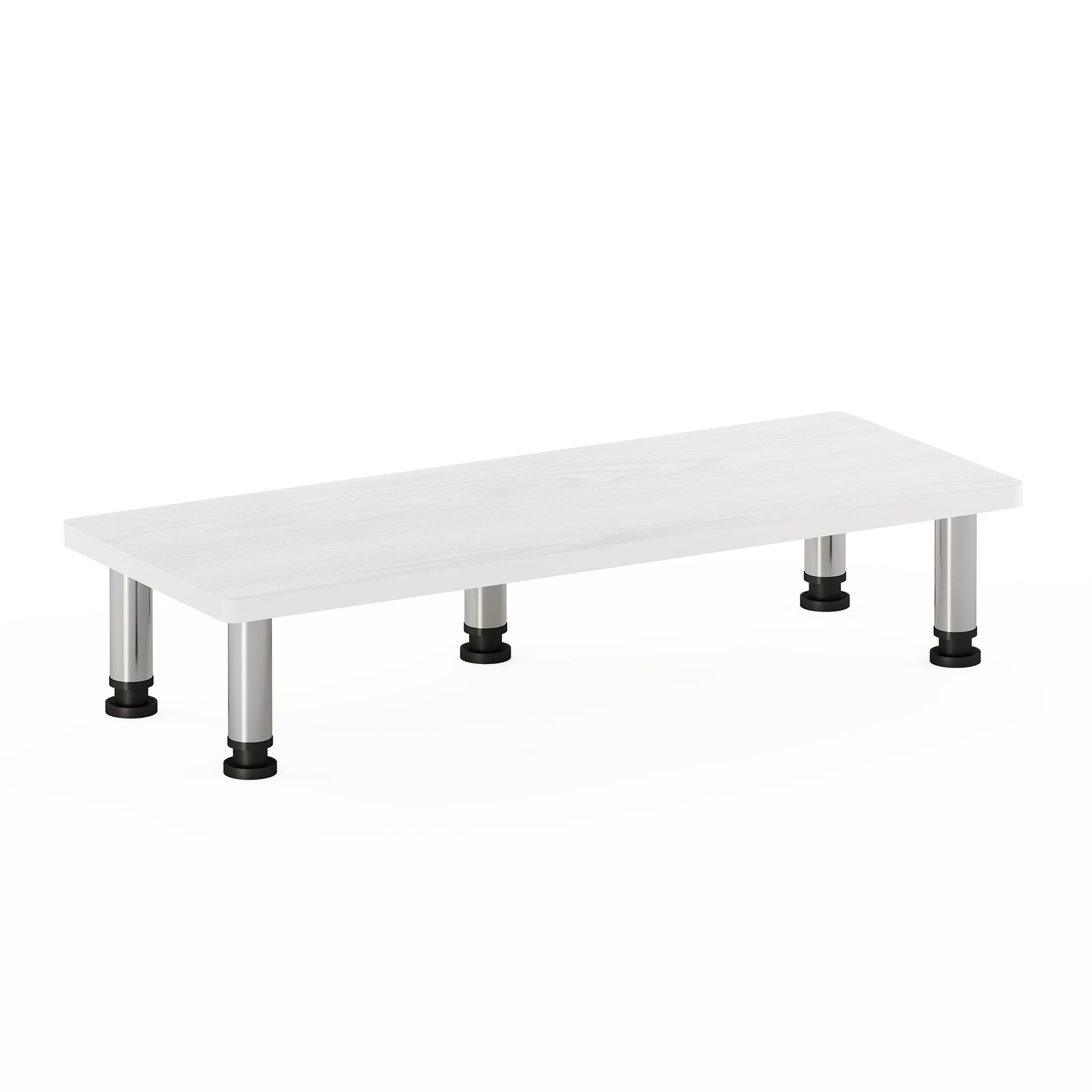 Furinno Turn-N-Tube Soporte elevador para monitor, roble blanco, tubos de acero inoxidable