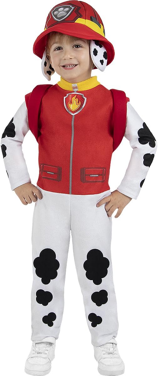 Funidelia Official Marshall Paw Patrol Costume for Kids with jumpsuit, tail, hat and backpack, Paw Patrol Suit for Children, Carnival and Party Costumes