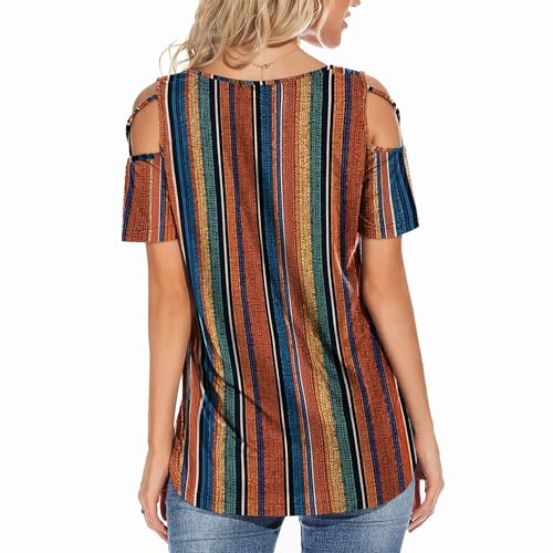 Image of Jar of Love Women's Summer Tops Short Sleeve Cold Shoulder Tops T-Shirts for Women Spring Summer Tops Loose Fit Tunic 2026