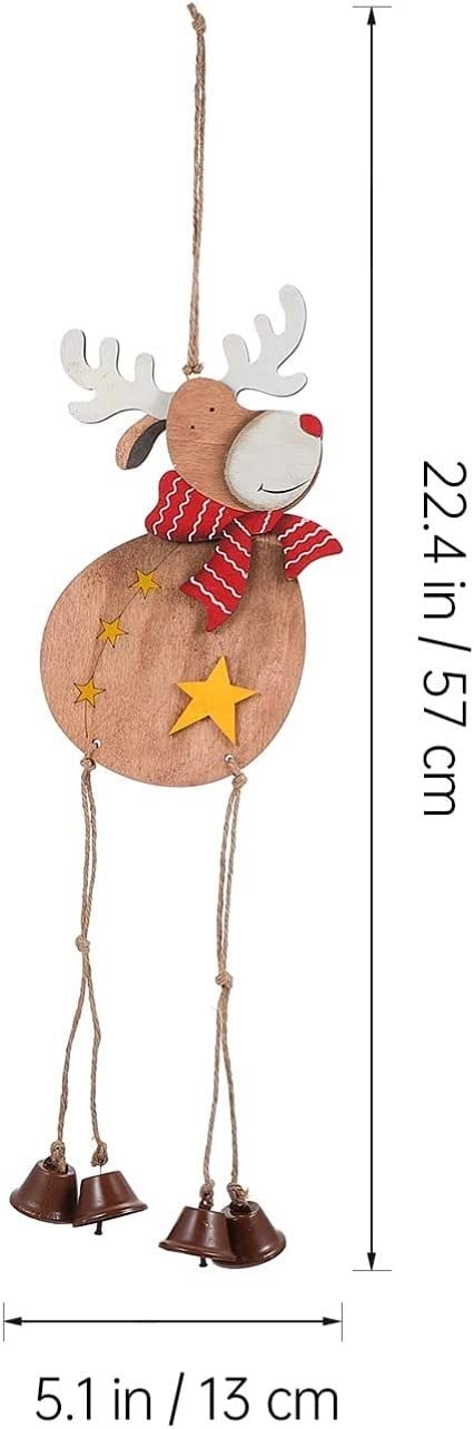 Weihnachtskugeln, hängende Dekoration, Weihnachtsbaumornamente, Weihnachtsbaum-Glocken-Ornamente, Holz-Rentier-Ausschnitt, hängende Dekorationen, Weihnachts-Elch-Figur, Anhänger, rustikal, dekorativ