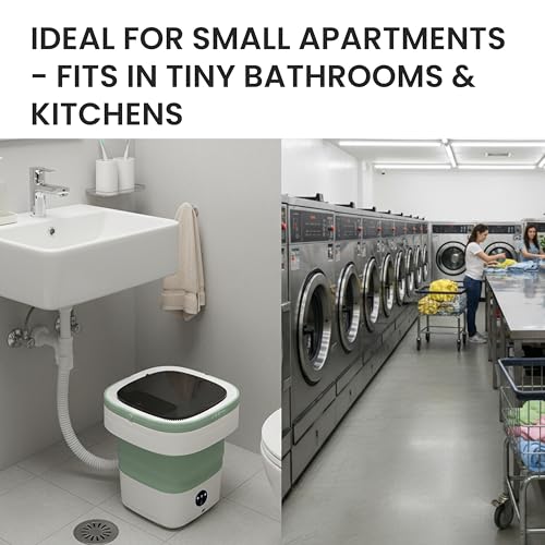 Image of Portable Washing Machine 16L Mini Foldable Washer with Spin Basket, 3 Modes for Travel & Small Spaces (Green)