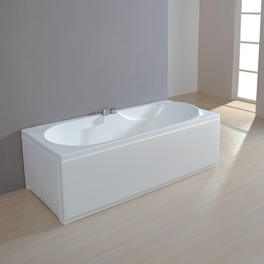 Vasca da Bagno rettangolare in acrilico sanitario dimensioni cm 140x70 150x70 160x70 170x70 colore bianco Aqualife Volupia Made in Italy (Pannello frontale, CM 150X70)
