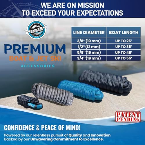 Image of Premium Nylon Boat Dock Lines & Ropes for Docking & Pontoon | Double Braided Marine Rope | Boat Ropes for Docking with Loop | UV & Saltwater Resistant Dock Rope (Neon Green, 1 /2 inch x 20')