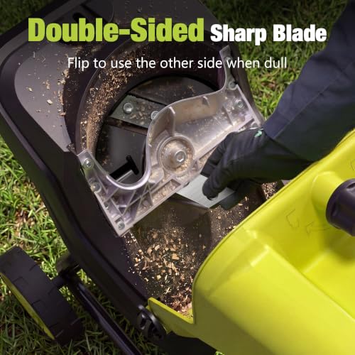 Image of 15-Amp Wood Chipper, 21:1 Reduction Electric Wood Chipper & Shredder, 1.8 inch Cutting Capacity with 48L Collection Bag, Powerful Mulcher for Composting Branches & Yard Waste(Fluorescent Green)