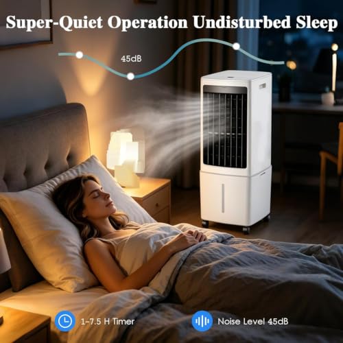 Enfriador de aire evaporativo de 25L y motor DC de 75W con control remoto 6