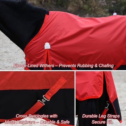 Image of BARN & STABLE 420D Ripstop Lightweight Horse Turnout Sheet, No Fill, Water-Resistant & Breathable Horse Blanket for Spring and Mild Weather, with Anti-Rub Fleece Withers