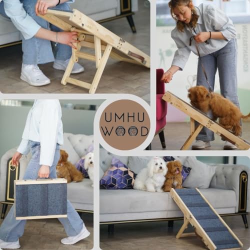 UMHUWOOD Dog Ramp for Couch, Bed, and Car – Adjustable, Portable, Foldable, Non-Slip Wooden Pet Ramp for Small, Medium, and Senior Dogs and Cats – Up to 19.5" High - Image 6