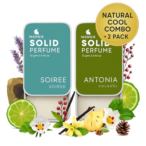 Image of Solid Perfume Combo - Soiree & Antonia | 2-Pack Alcohol-Free Natural Cologne | Long-Lasting Fragrance for Men & Women | Citrus, Floral & Woody Notes | 12g Each (Red peppercorn, Vanilla)