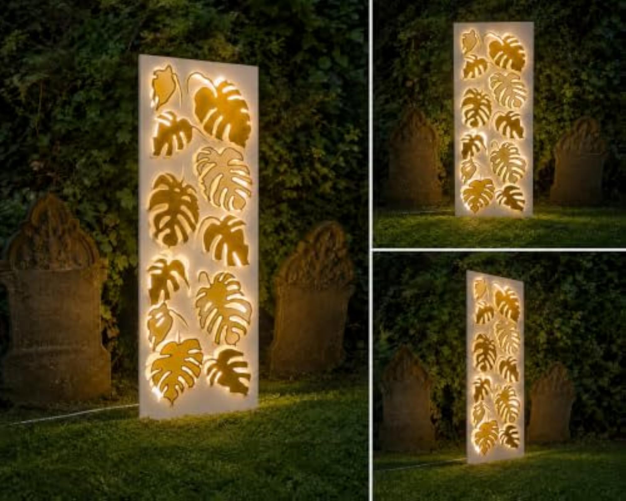 LED Backlit Monstera Leaf Wall Décor, Modern Metal Art
