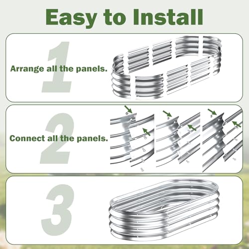 Image of Galvanized Raised Garden Bed Outdoor, 4x2x1ft(2Pack) Metal Heavy Duty Planter Boxes for Gardening, Easy Assemble Bottomless Small Oval Plant Container Kit for Vegetable, Flower, Fruit, Silver