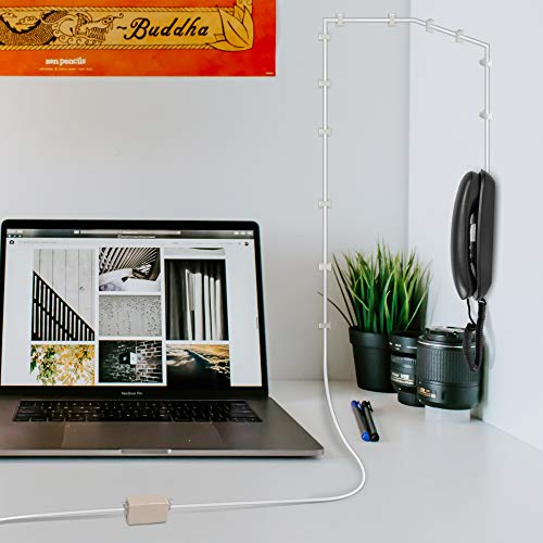 Phone Extension Cord 25 Ft, Telephone Cable With Standard Rj11 Plug And 1 In-Line Couplers And 20 Cable Clip Holders, White #TOP5