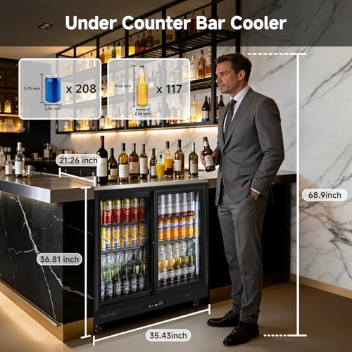 Image of BODEGACOOLER Back Bar Cooler,7.7 Cu.ft Commercial Beverage Refrigerator with 2 Sliding Glass Doors, Stainless Top,Beverage Fridge Perfect for Beer,Wine,Soda,DOE Approved