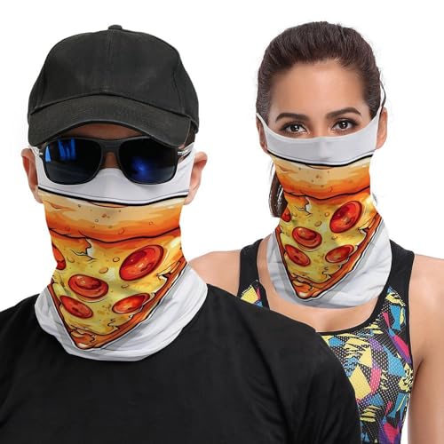 Neck Gaiter Cartoon Pizza Face Mask for Travel Face Cover Scarf for Men Women Elastic Headbands Wind-proof Bandana for Skiing Fishing Hiking Cycling