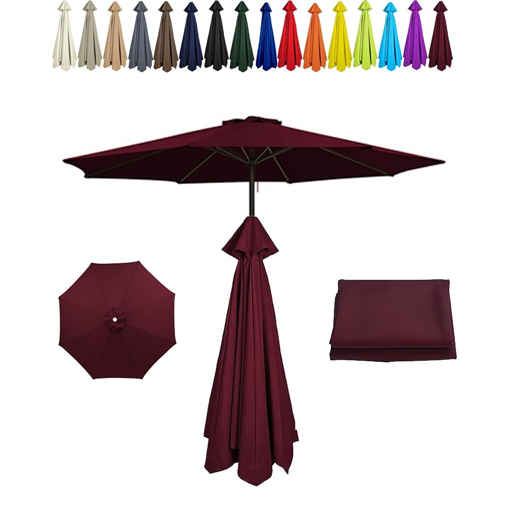 Zapasowy baldachim do 2,1 m, 2,7 m, 3 m, parasole ogrodowe 6/8, bordowy parasol tarasowy, górny baldachim na stół i basen, 270 cm