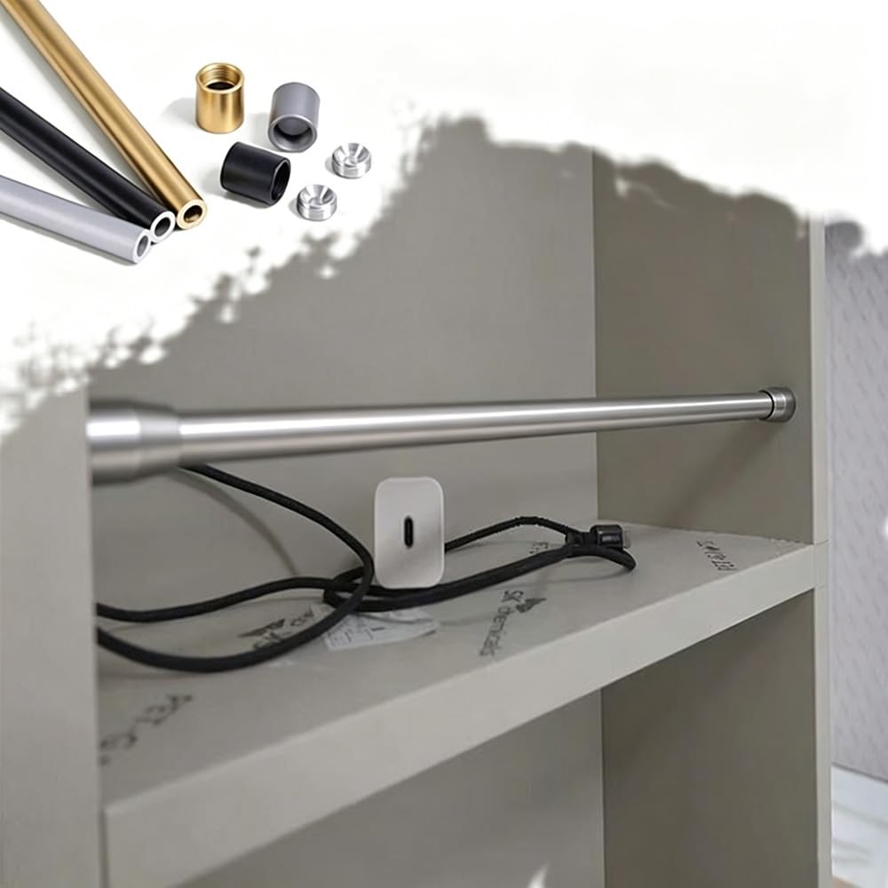 SVBVRFEEW 2 Pack Shelf Railing Aluminum Closet Guardrail Anti-Fall Fence 14 16 18 20 24 26 28in Decorative Railing Set Support Rod for Shelves(Silver,40cm/15.7in)