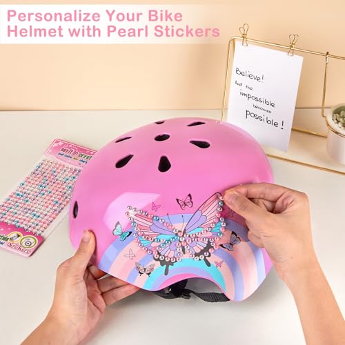 Image of Kids Bike Helmet Adjustable Youth Toddler Helmet with DIY Stickers for Girls Age 3-5-8-14 Years for Bicycle Scooter Skateboard Roller Skating