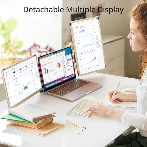 Image of Leudaich 15.6'' Laptop Screen Extender & 2-in-1 USB-A /C Video Transmission Cable, Design for Without Full-Featured Type-C Ports Laptop Connect tri-Screen, Compatible with Mac,Wins, Android, Dex