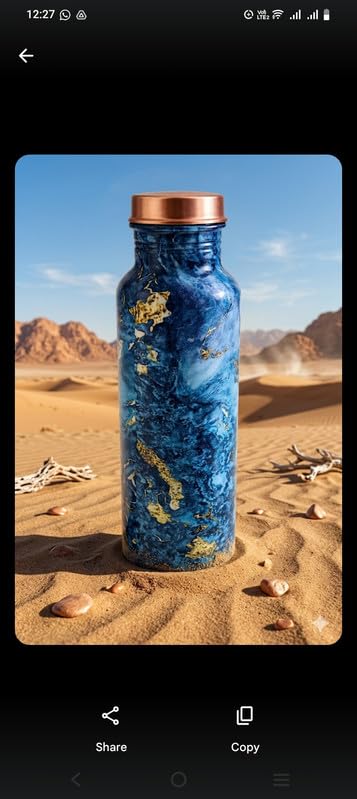 Image of Copper Water Bottles Leakproof Ayurvedic Drinking Bottle for Home Office Gym Travel Pure Copper Bottle for Health Benefits Stylish Design Durable Finish