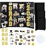 MiniInflat 4 Set 2026 Graduation Picture Trifold Poster Board Double-Sided Foldable Photo Display Board Graduation Decoration for Class of 2026 High School College DIY Craft(Gold,24 x 16 Inches)