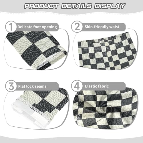 Houndstooth Black and White Kids Baby Girls Cotton Pants Stretch Full Length Athleisure Pants Running3