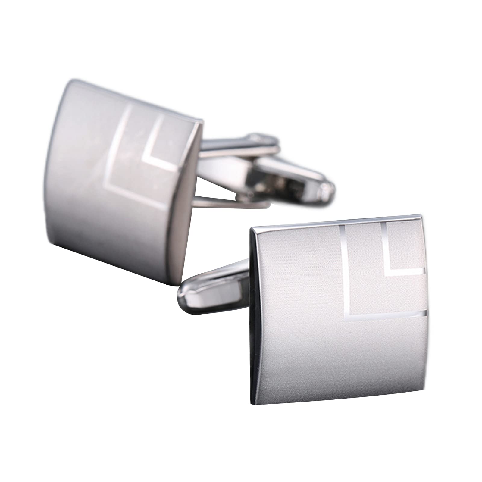 1 Pair Men Square Cufflinks Party Tuxedo Shirt Cuff Links Silver laser-image-33