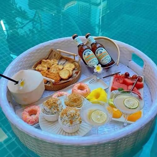 Vassoi galleggianti per piscina, bar e spa, supporto rotondo impermeabile per bevande e cibo per adulti, perfetto per feste e relax