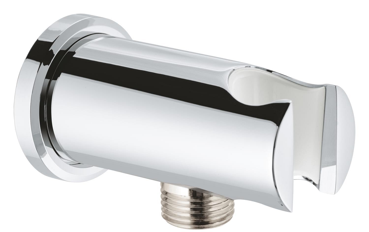 GROHE Rainshower Shower Outlet Elbow with Wall Shower Holder, Round Escutcheon, Ø 48 mm, Male Connection Thread 1/2 Inch, Metal Body, Protected Against Backflow, Matt Black, 266582430
