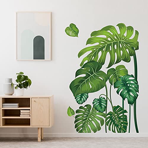 Outus OUTUS-0091 Large Green Tropical Jungle Leaves Wall Decals Palm Tree Leaf Plants Wall Stickers Diy Peel And Stick Removable Monstera Murals Leaf Window Stickers For Kids Bedroom Nursery Living Room Decoration thumb #2