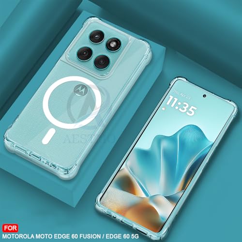 Image of AESTMO Clear Back Cover for Moto Edge 60 Fusion / 60 5G | 360 Protection | Transparent Back Cover for Moto Edge 60 Fusion / 60 5G (PC + TPU, Compatible with MagSafe Accessories, Transparent Bumper)