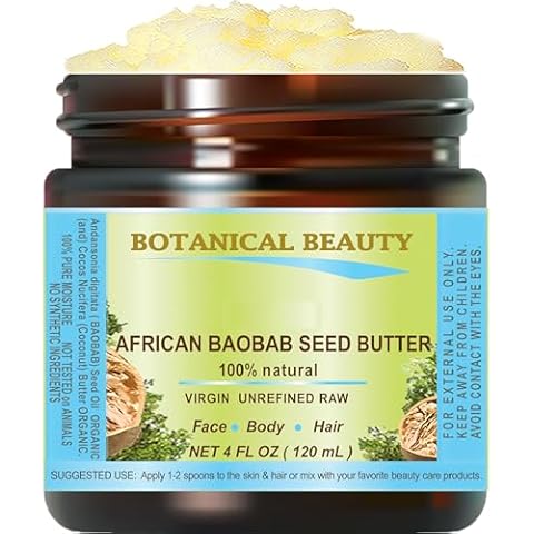 Botanical Beauty BAOBAB SEED OIL BUTTER 100% Natural RAW VIRGIN UNREFINED for Skin, Hair, Lip and Nail Care. 4 Fl. oz. - 120 ml. Rich in Vitamin E Cover