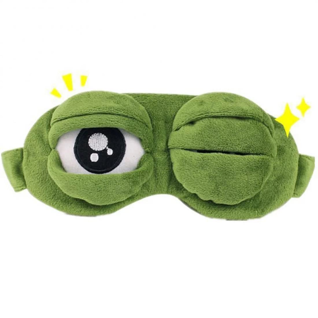 Maonativey Men's Green Frog Eye Mask, Cartoon Fluff Frog Eye Mask For Sleeping, Funny Novelty Cartoon Frog Eye Cover For Travel