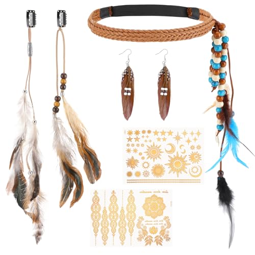 Camptrip 6 Stück Indianer Kostüm Damen Indianer Schmuck