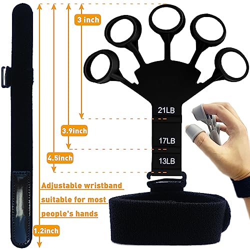 Gripster Finger Strengthener, 2Pcs Hand Grip Strengthener, 6 Resistant Level Grip Strength Trainer, Finger Exerciser Hand Strengthener, Finger Flexion Extension Training for Guitar Climbing (Black) - Image 3
