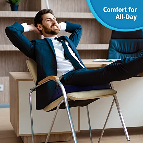 Image of CloudBliss Gel Seat Cushion - Cooling Gel Enhanced, Memory Foam, Ergonomic Seat Cushion for Long Sitting for Office, Game, Car, Airplane (Large, Blue)