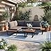 HOMAVO Gartenlounge Set 4 Personen, Loungemöbel Outdoor mit Tisch & Abdeckung, Gartensofa Sitzgruppe Wetterfest, Balkonmöbel für Garten & Terrasse