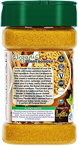 Rani Organic Curry Powder Mild (8-Spice Authentic Indian Blend) 3oz (85g) PET Jar ~ All Natural | Salt-Free | Vegan | Gluten Friendly | NON-GMO | Indian Origin | USDA Certified Organic